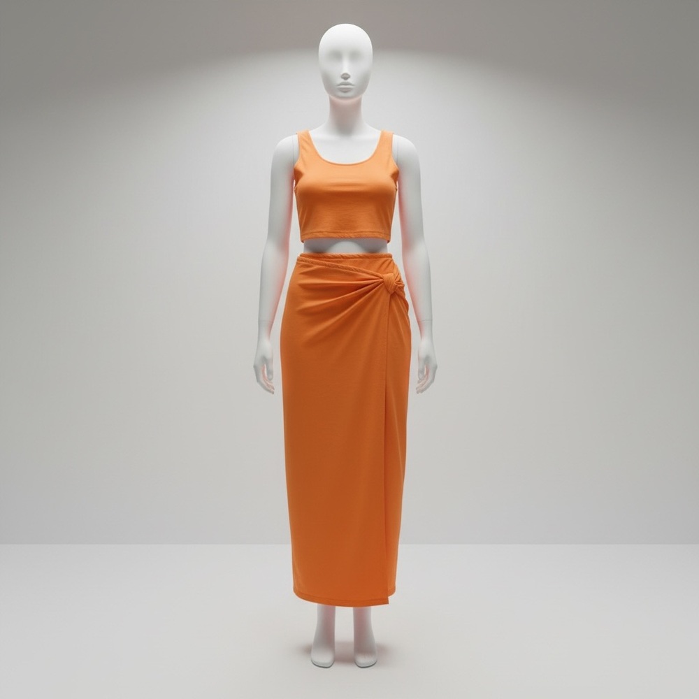 SHEIN Bold Orange Skirt Set